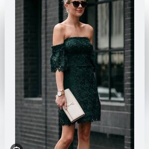Club Monaco Dark Green Lace Mini Dress